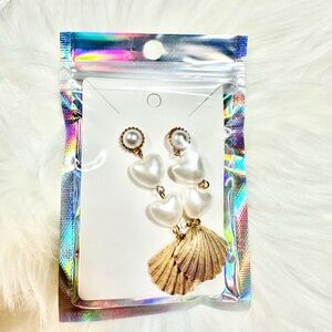 Elegant Pearl and Gold Shell Earrings